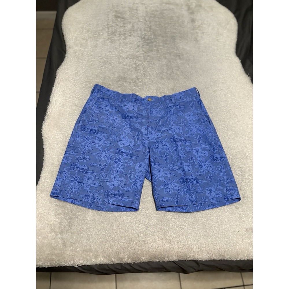 Peter Millar Shorts Mens 34 Blue Maritime Print Performance Stretch Golf Hybrid